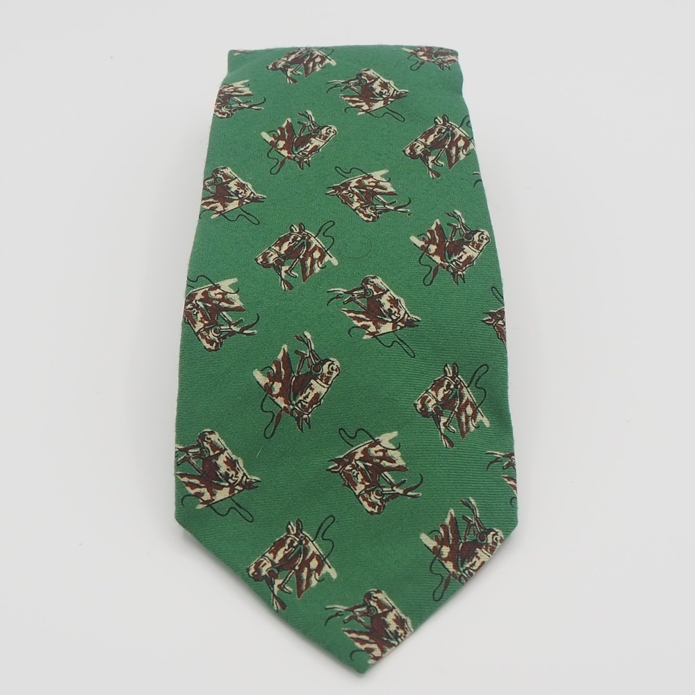 VTG Polo Ralph Lauren Equestrian Horse Head Print Tie Handmade in USA